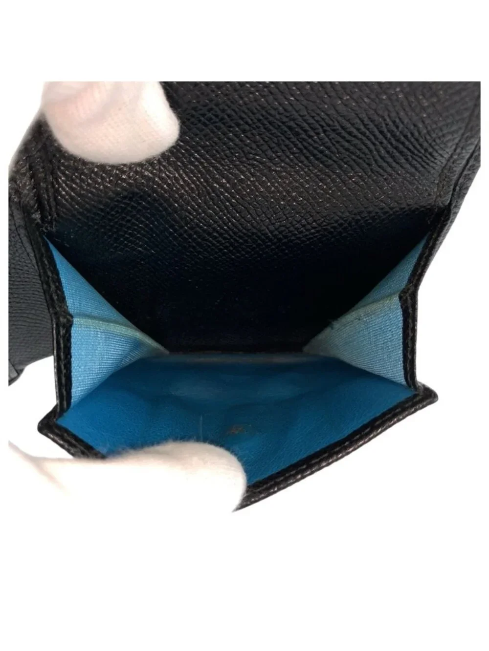 Bvlgari Black Silver Leather Fold Wallet Compact
